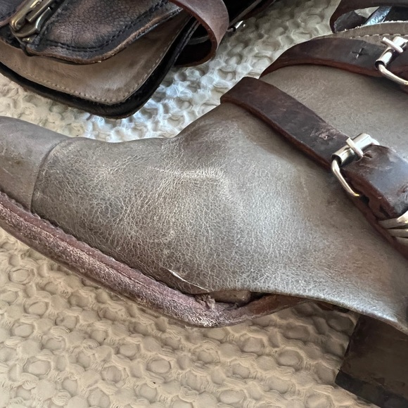 Freebird by Steven Grey Multi Distressed Leather Crue Boots 9 - Picture 16 of 16